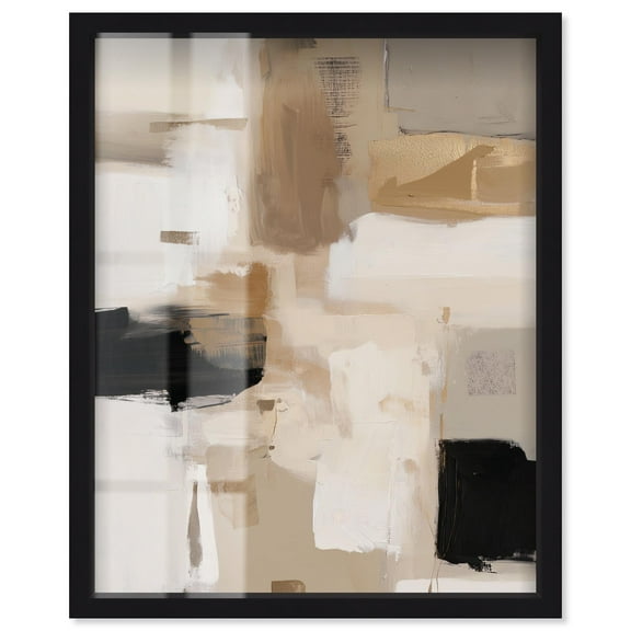 Shadowed Plains II Shadowbox Print Neutral Boho Art by Art Remedy, Black Frame, 16 x 20