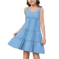 thumbnail image 4 of qolati Toddler Girl's Summer Dresses Boho Strap Casual Sleeveless Tiered Swing Tank Dress 2025 Casual A Line Sundress with Pockets for 4-14 Years, 4 of 7