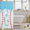 thumbnail image 3 of Manfei Cartoon Baseball Shower Curtain 72Wx72L, Kawaii G Letter Bathroom Curtain, Light Blue G, 3 of 5