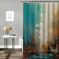 thumbnail image 2 of JEUXUS Blue Brown Abstract for Bathroom Shower Curtain Multiple Sizes White, 2 of 6