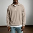 thumbnail image 6 of Knit Polo Shirts Mens Long Sleeve Casual Polo Sweaters Shirt Waffle Textured Collared Sweater Khaki L, 6 of 7