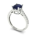 thumbnail image 2 of 2.21 ct Oval Cut Simulated Blue Sapphire Solitaire with Simulated Diamond Accents 18K White Gold Womens Engagement Ring, 2 of 5