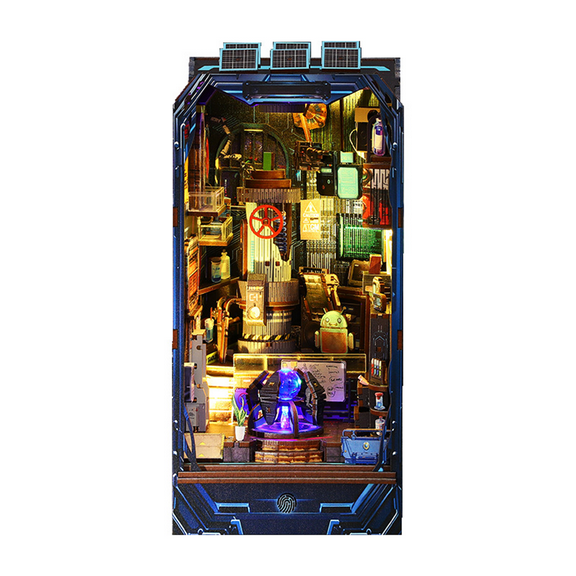 3D Book Corner Energy Laboratory Handmade Wooden Bookshelf Assembly Kit Adult for Gift