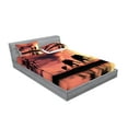thumbnail image 2 of Ambesonne Africa Fitted Sheet & Pillow Sham Set, Wild Animals Silhouette View, Queen, Dark Coral Seal Brown, 2 of 2
