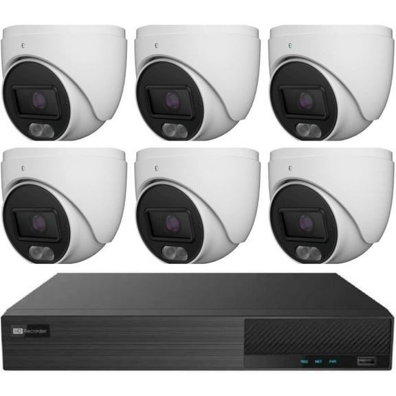 Titanium KitN86 8-Channel 5MP IP Turret Camera NVR System with 6 Cameras and 2TB HDD