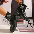 thumbnail image 4 of Tawop Womens Boots Sale Under 20 Fashion Casual Thick Soled Height Increasing Thick Soled Street Star Chain Metal Flower Motorcycle Boots Winter Boots for Women, 4 of 9