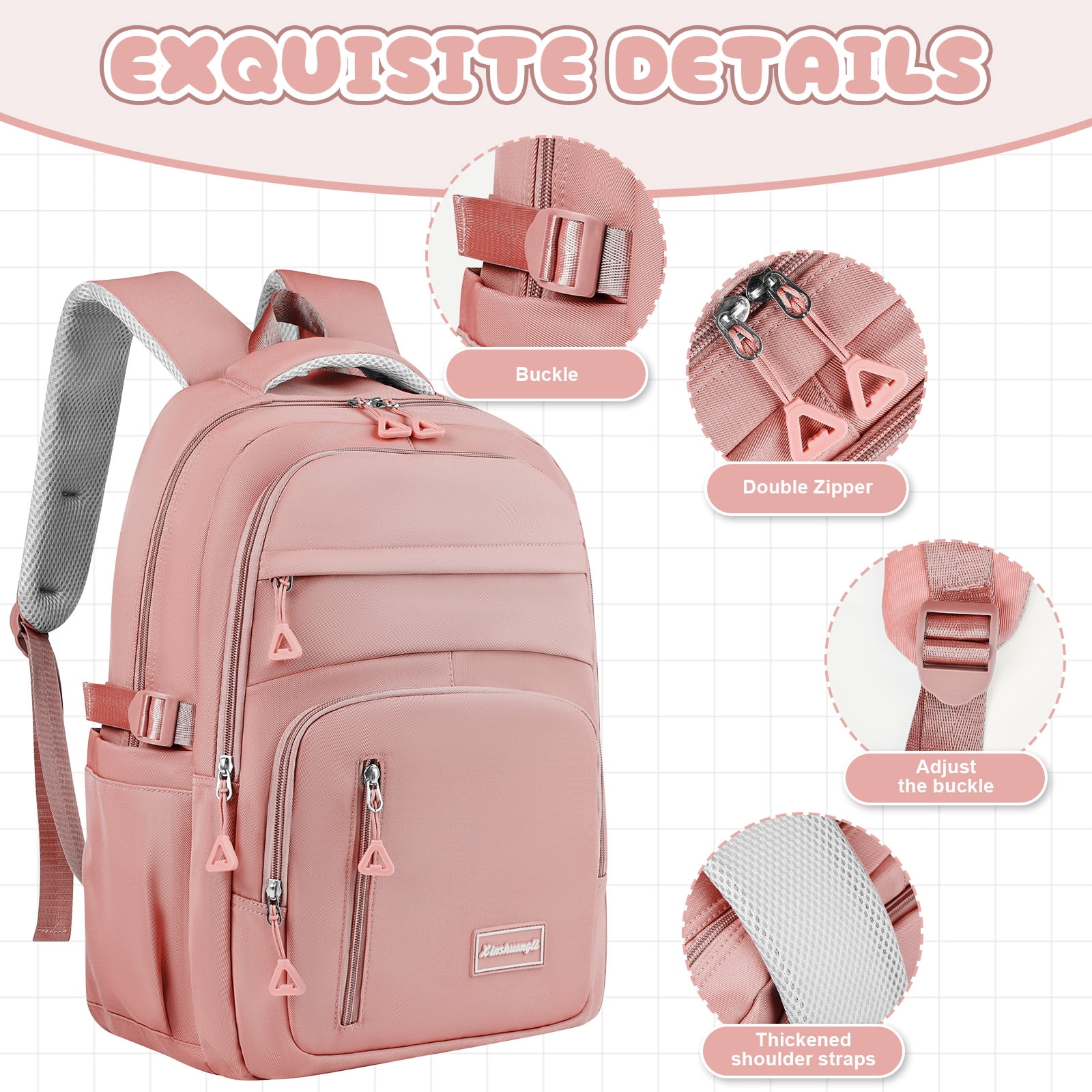 DAKIMOE School Backpack for College High Middle School Fashion Student Bag Teen Bookbag Laptop Backpack Women Travel Daypacks