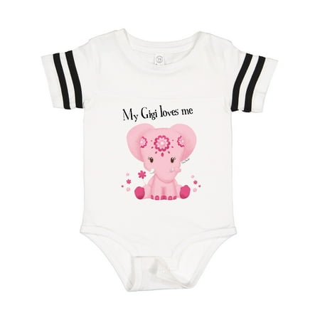 

Inktastic Aditi My Gigi Loves Me Pink Elephant Beautiful Gift Baby Girl Bodysuit