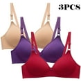 thumbnail image 2 of SMihono 3 Pack No Underwire Push Up Bras for Women Full Coverage Seamless Wireless Bras Non Padded Comfort Wire-Free Minimizer Bra Multicolor 10, 2 of 9