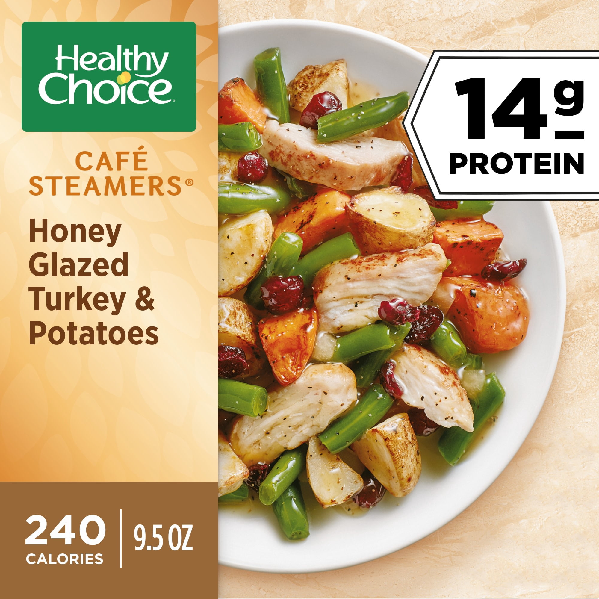 Healthy Choice Cafe Steamers Honey Glazed Turkey & Potatoes, Frozen Meal, 9.5 oz. Bowl