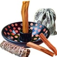 thumbnail image 2 of Artisan Palo Santo Sticks Holder Gift Set, Smudge Bowl, Hand-Crafted Peruvian Pottery Set, 2 of 11