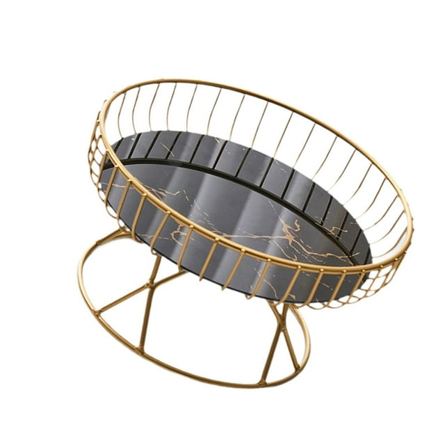 Frutero de metal de hierro para aperitivos y verduras, cuenco decorativo redondo para frutas. Oro negro l