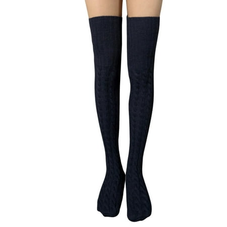 

Eyicmarn Female Knitted Stocking Solid Color Knee-High Socks Long Tube Socks