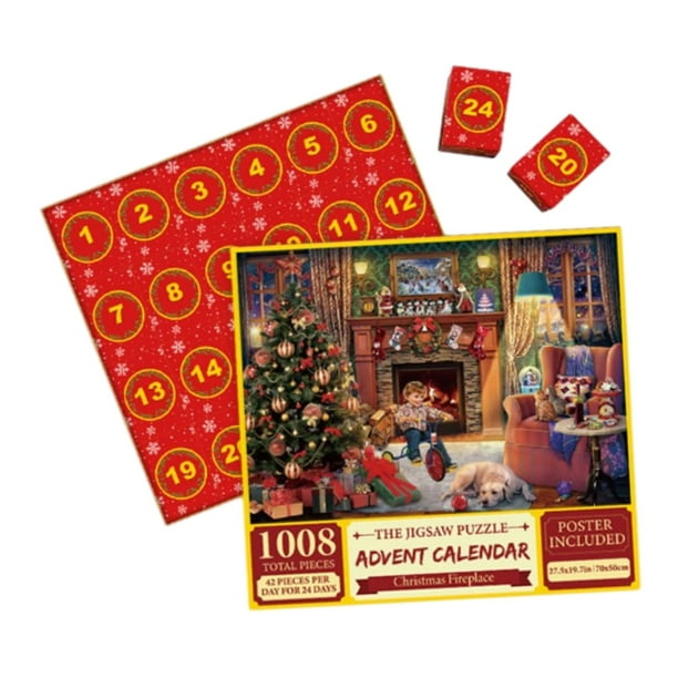 Rompecabezas de Feliz Navidad para adultos, juegos de rompecabezas, regalo único, decoración del hogar, 24 Escena De Navidad Para Niños