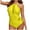 Yellow, variant on Lovskoo 2024 Women Swimsuit One Piece Bathing Suit Solid Color Hanging Neck Mesh Patchwork Swimsuit Yellow