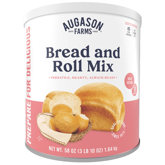 Augason Farms Bread and Roll Mix Can Emergency Food Supply, 48 Servings, 10 Year Shelf Life - Makes 6 Loaves or 72 Bread Rolls for Prepared Meals Ready to Eat