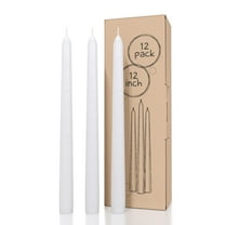 Candwax 12 inch Taper Candles Set of 12 - Dripless and Smokeless Candle Unscented - Slow Burning White Candle Sticks