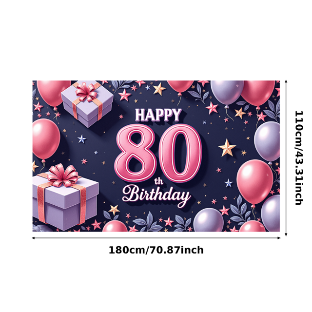 Colorful Theme Happy Birthday Banner Decorative Design Birthday Party Banner Balloon Decoration Milestone Celebration Banner for Birthday Party Indoor Event