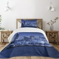 thumbnail image 3 of Ambesonne Usa Quilted Bedspread Set 2 Pcs, Chicago Skyline Night, Twin Size, Violet Blue, 3 of 6