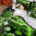 thumbnail image 4 of Castle Fairy Boys Gradient Gamer 7-Piece Twin Bedding Sets,Video Game Bedding Comforter Set,Black Green Breathable Sheet Sets,Lightweight Room Decor, 4 of 8