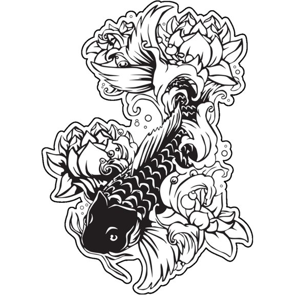 WickedGoodz Koi Fish Vinyl Decal - Japanese Bumper Sticker - for Laptops Tumblers Windows Cars Trucks Walls