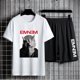 thumbnail image 1 of Conjuntos de dos piezas con estampado de Eminem para hombre, camiseta de manga corta, pantalones cortos, traje deportivo informal de talla grande, Conjunto de camiseta de Hip Hop para mujer, Verano, 1 of 4