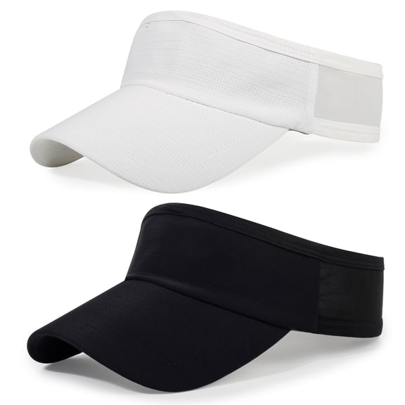 VEGCOO 2 Pack Sports Sun Visor Hats Men Women, Breathable Lightweight Cooling Stretchy Cap for Running, Tennis, Golf