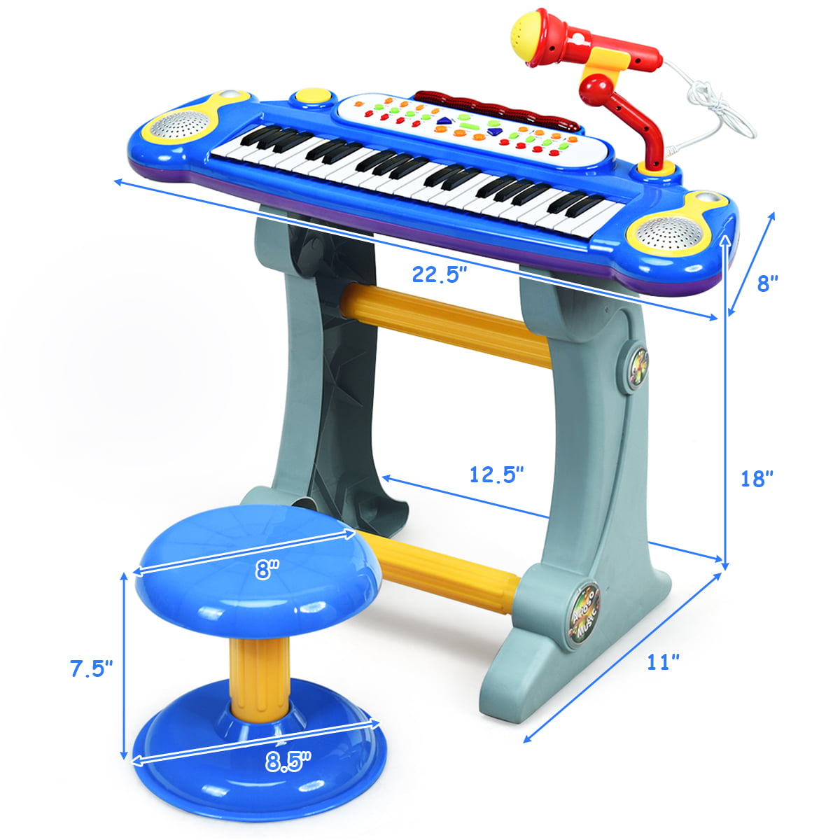 37 Keys Music Electronic Keyboard Kid Electric Piano Organ W/Mic & Adapter 