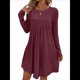 thumbnail image 3 of Vestido de Mujer de Larga, Cuello Redondo, Cintura Alta y Cintura Irregular. Vino Tinto S, 3 of 8