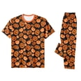 thumbnail image 5 of Family Pajamas Matching Sets - 2 piece Pumpkin Short Sleeve Top and Pants, Holiday Loungewear Outfit, Matching Halloween Pjs for Family Couples Women Men for 2XL Pjs, 5 of 8