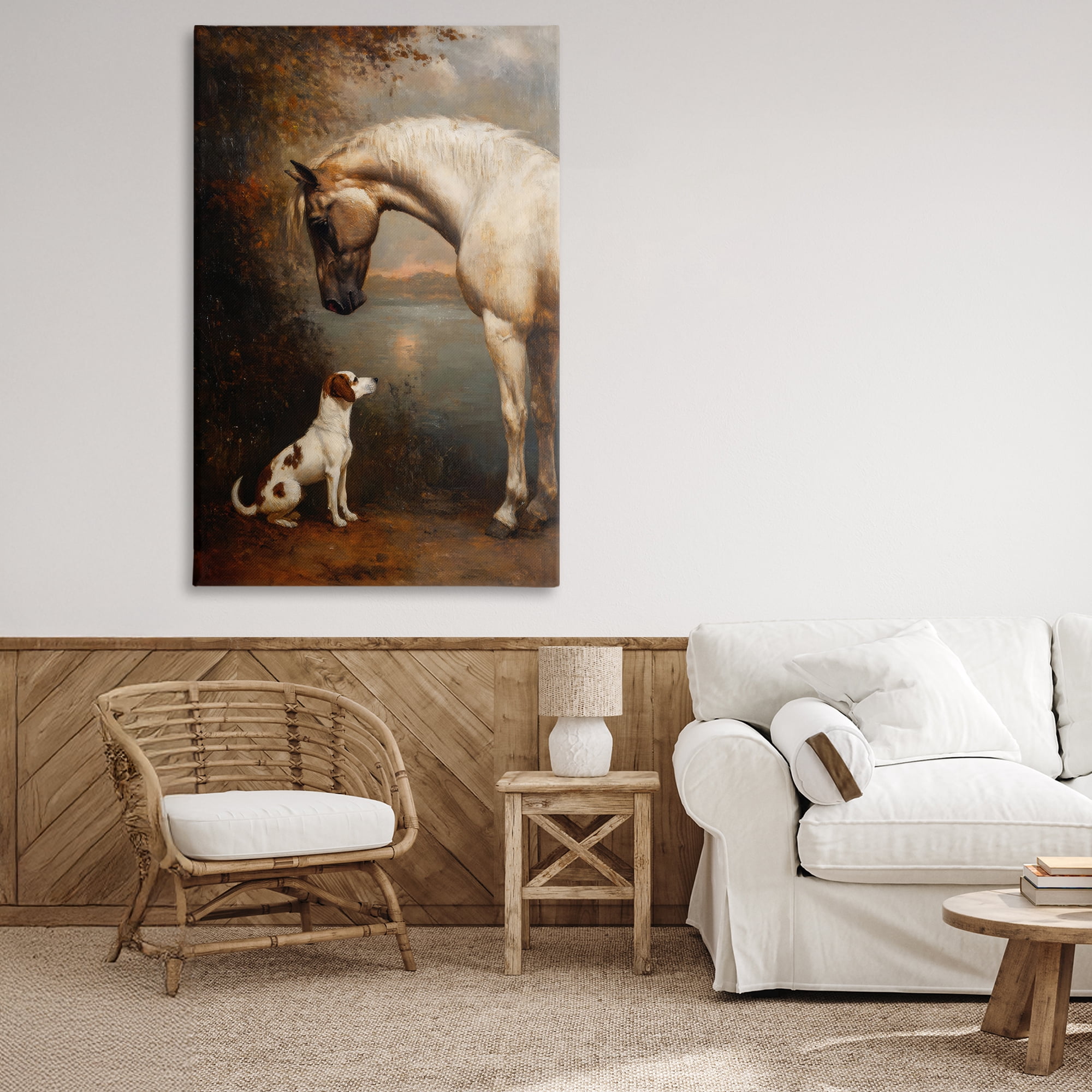 Stupell Industries Hound & Horse Vintage View Canvas Wall Art, design by Petal Prints Design
