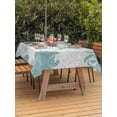 thumbnail image 2 of Outdoor Tablecloth with Umbrella Hole and Zipper, Turquoise White Floral Rectangle Table Cloth 54x80 Inch Waterproof Tablecloth, Elegant Chrysanthemum Farmhouse Picnic Table Cover for Patio Camping, 2 of 7
