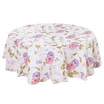 PiccoCasa Vinyl Home Tablecloth Round Tables 60" Dia Red Flower Pattern waterproof