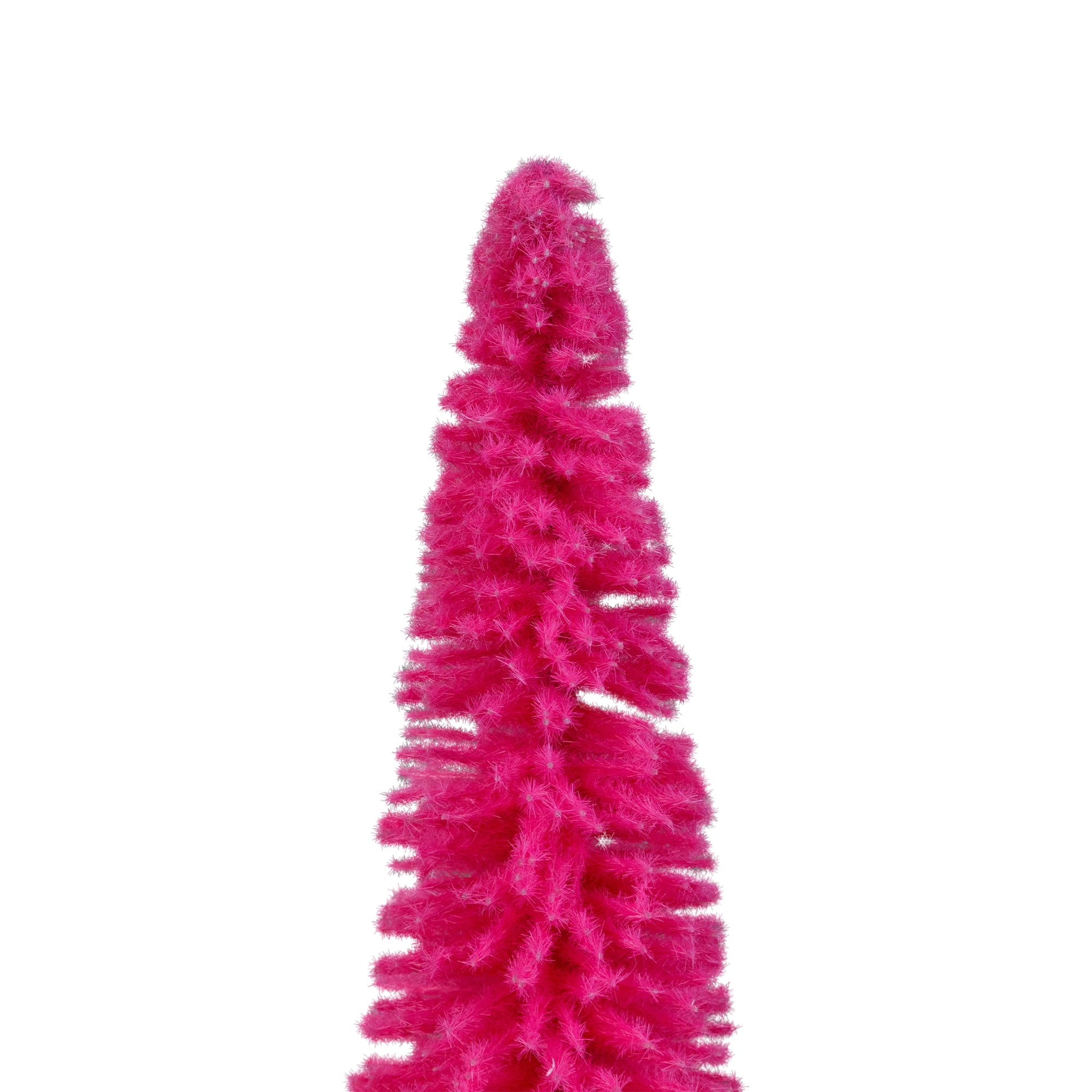 Bottle Brush Artificial Mini Christmas Tree with Wood Base - 16" - Pink