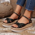 thumbnail image 6 of Wensltd Women's Summer Sandals Fashion Casual Solid Color Sandals Thick Sole Open Toe Stylish Comfortable Dressy Sandals Black, 6 of 9
