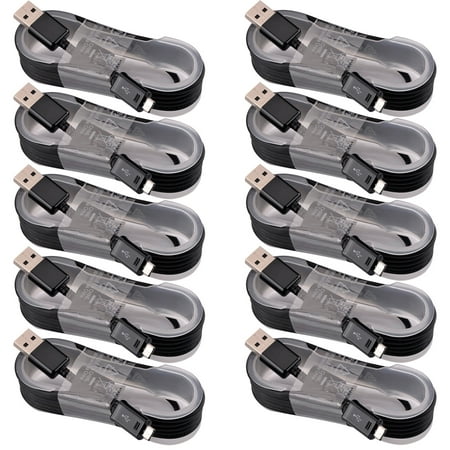 10-Pack OEM Original Samsung Micro USB Cable Fast Charging Charger Data Sync Cable Cord for Samsung Galaxy Note 4, Edge, S3, S4, S6 and S6 Edge, 1.5 Meter / 5 Foot (Black)