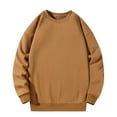 thumbnail image 3 of ZRGHAOYLQ Big and Tall Men's Cotton Sweatshirt Warm Fleece Pullover Casual Long Sleeve Tops Comfort Soft Crewneck Sweatshirts Loose Fit Fall Winter Sweaters Khaki XXXXL, 3 of 5