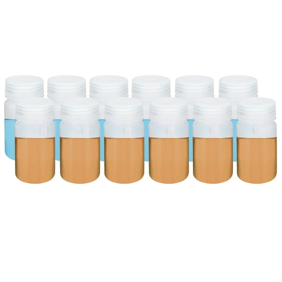 Unique Bargains 12Pcs 125ml Reagent Bottles, PP Wide Mouth Round Bottles with Screw Cap White