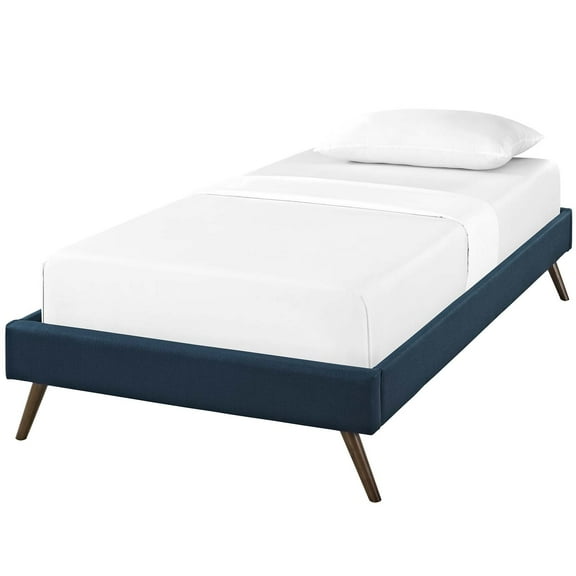 Mod Uptown Contemporary/Modern Upholstered Platform Bed, Twin, Navy Blue