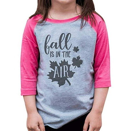 

7 ate 9 Apparel Girl s Fall is in The Air Maple Leaf Raglan Pink