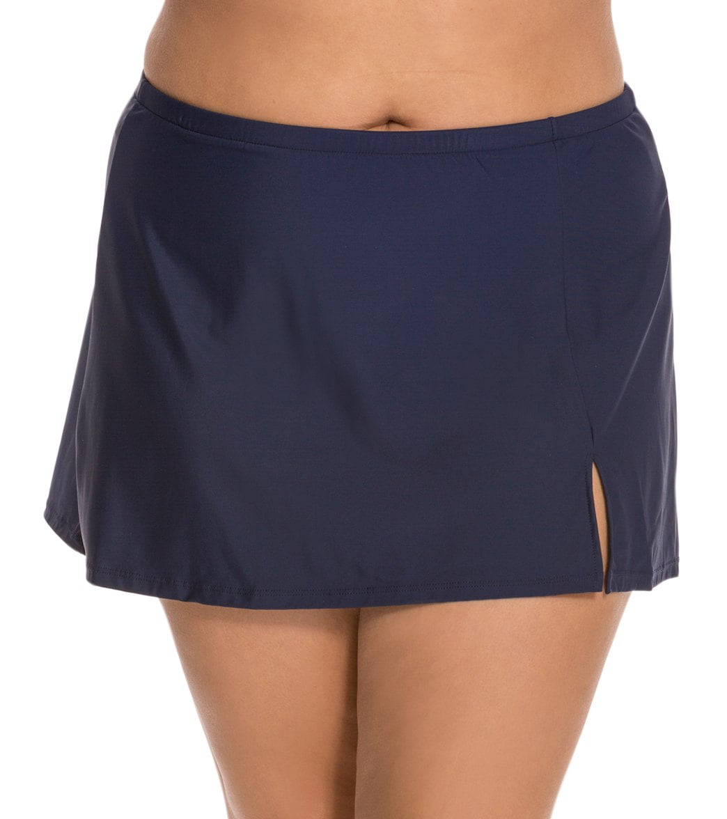 Penbrooke Plus Size Solid Side Slit Swim Skirt (22W, Navy) - Walmart.com