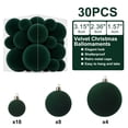thumbnail image 2 of Yastouay 30Pcs Christmas Ornaments Set,Mix Size Green Velvet Shatterproof Christmas Ball Hanging Xmas Tree for Christmas Decorations, 2 of 7