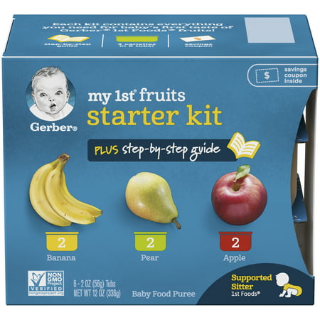 (2 Boxes) Gerber My 1st Fruits Baby Food Puree Starter Kit, 2 oz Tubs, 6