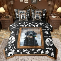 jejeloiu Cute Pet Dogs 7-Piece Twin Bedding Sets,Rustic Mallard Duck Bedding Comforter Set,Farmhouse Hunting Sheet Sets For Boys Kids,Breathable Home Decor Reversible