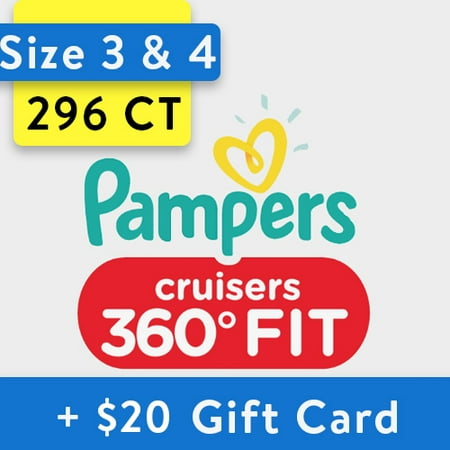[Save $20] Size 3 & Size 4 Pampers Cruisers 360 Fit Diapers, 296 Total