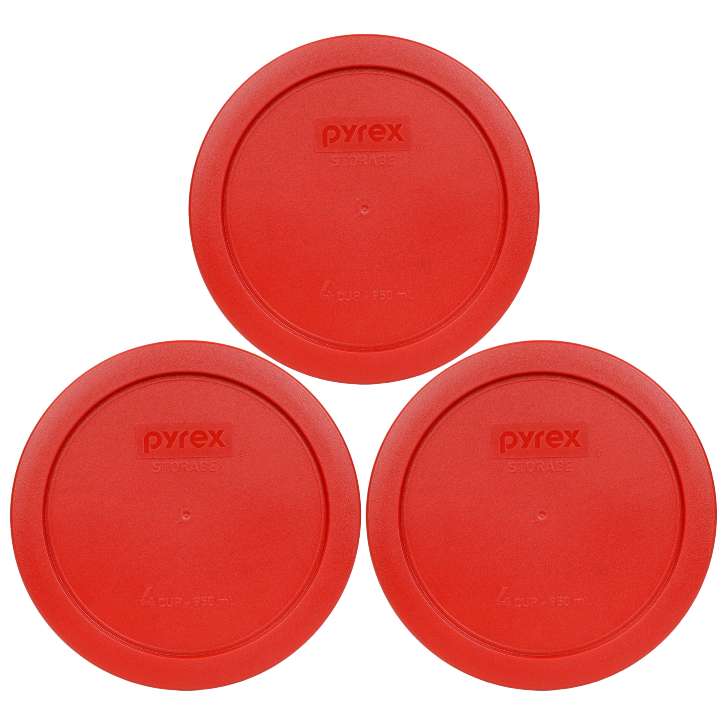 Pyrex Replacement Lid 7201PC Poppy Red Round Cover (3Pack) for Pyrex