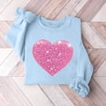 thumbnail image 3 of TKLPEHG Womens Heart Sweatshirt Valentines Day Crewneck Sweatshirt Casual Dressy Lightweight Heart Print Graphic Tops Loose Long Sleeve Pullover (Light Blue,M), 3 of 3