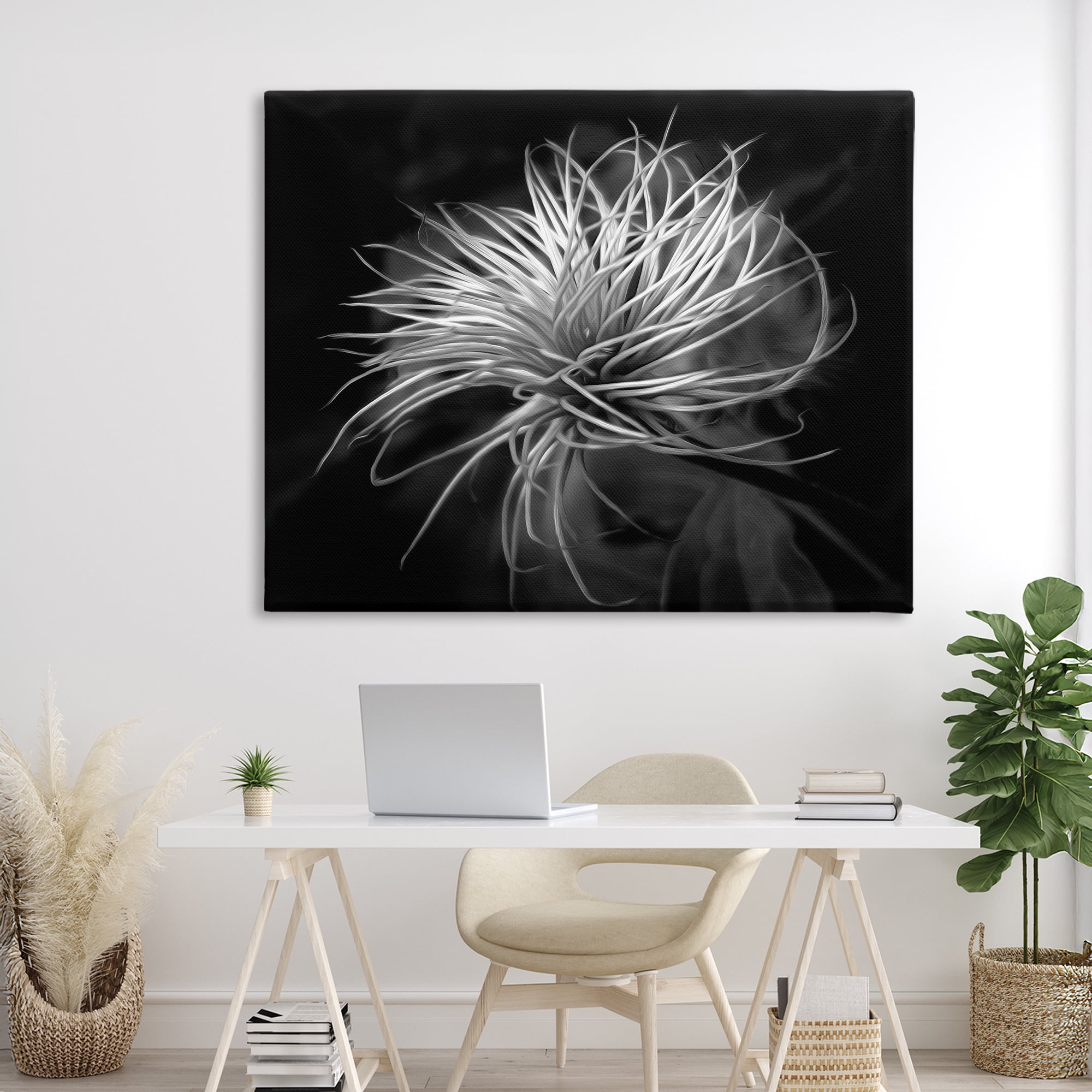 Twisting Botanical Leaves Contrast Canvas Wall Art, design by Phillip Flowers
