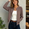 thumbnail image 6 of Zeijnsda Women's Short Coats Casual Crew Neck Long-Sleeved Outercoats Womens Solid Color Zip-Up Jackets Thin Comfy Spring Outfits Cardigan, 6 of 9