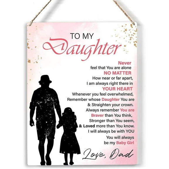 Daughter Remember That You are Braver Than You Think Wood Sign to My Daughter Wooden Signs Rustic Hanging Plaque Home Wall Art 8x10, Perfect Daughter Sign Wall Decor for Home Bedroom